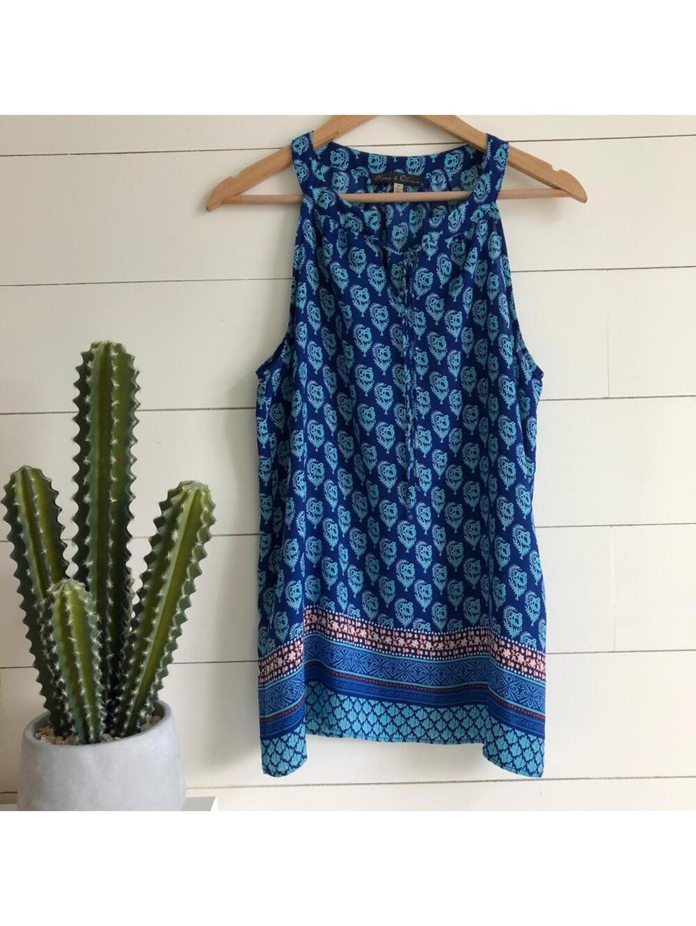 Rose & Olive Paisley Boho Tank Top Blouse Women's Size M Summer Casual Feminine